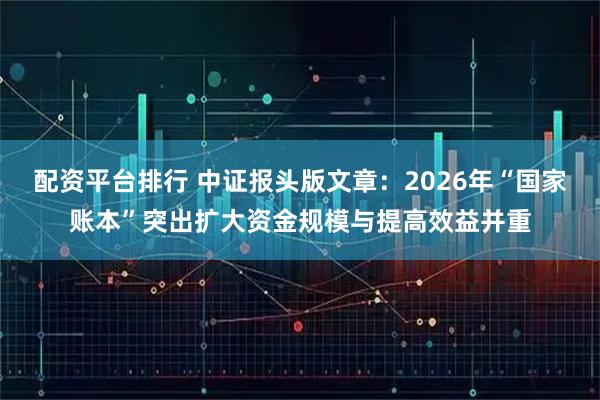 配资平台排行 中证报头版文章：2026年“国家账本”突出扩大资金规模与提高效益并重